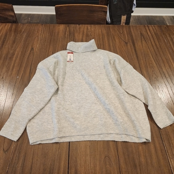Vince Camuto silver heather cowl turtle neck oversized cozy sweater xl nwt - Picture 3 of 11